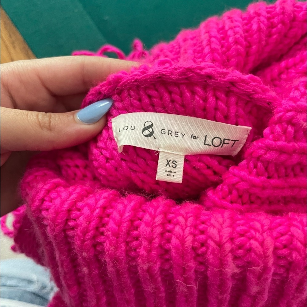 Lou & Grey for Loft Wool Blend Chunky Pink Knit Sweater Size XS - Picture 6 of 7